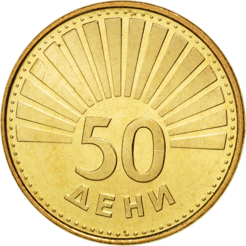 MACEDONIA, 50 Deni, 1993, KM #1, MS(63), Brass, 21.5, 4.11