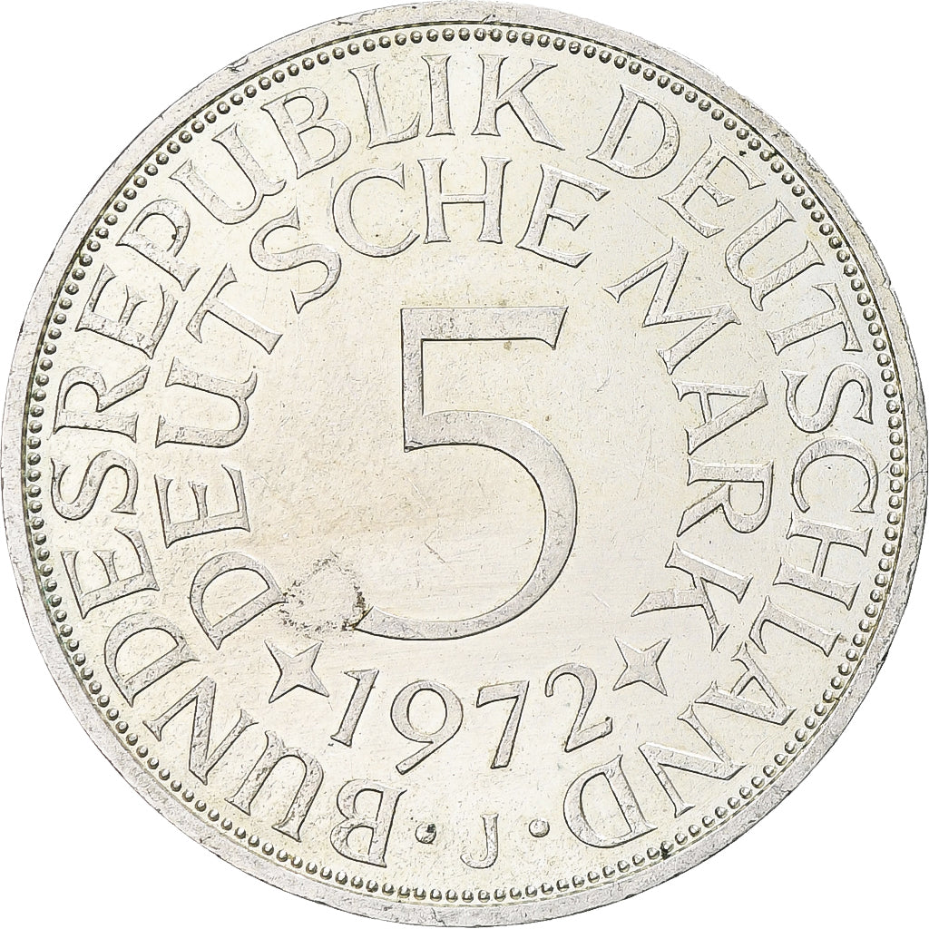Moneta, GERMANIA - REPUBBLICA FEDERALE, 5 Mark, 1972, Hamburg, SPL-, Argento