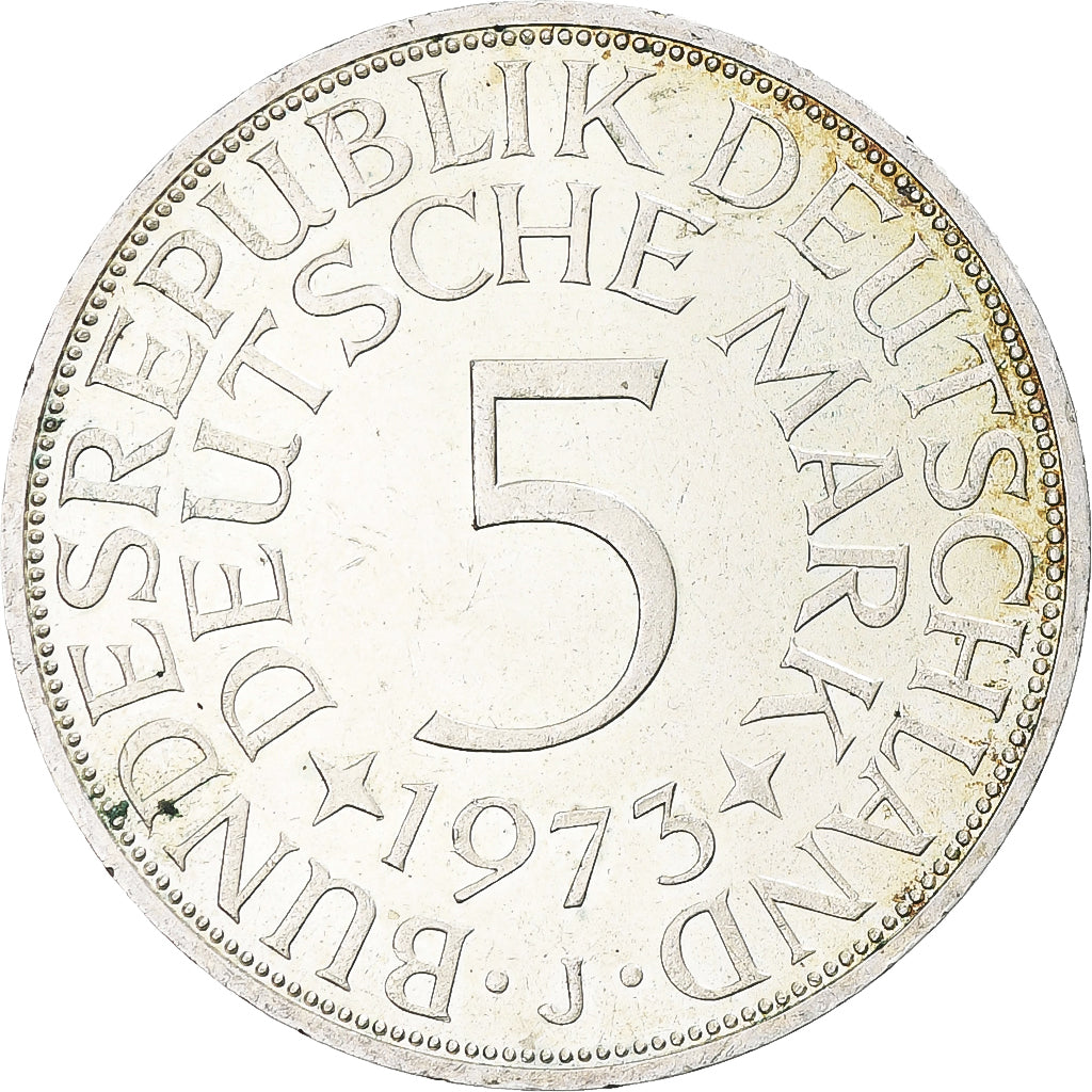 Coin, GERMANY - FEDERAL REPUBLIC, 5 Mark, 1973, Hamburg, AU(55-58), Silver