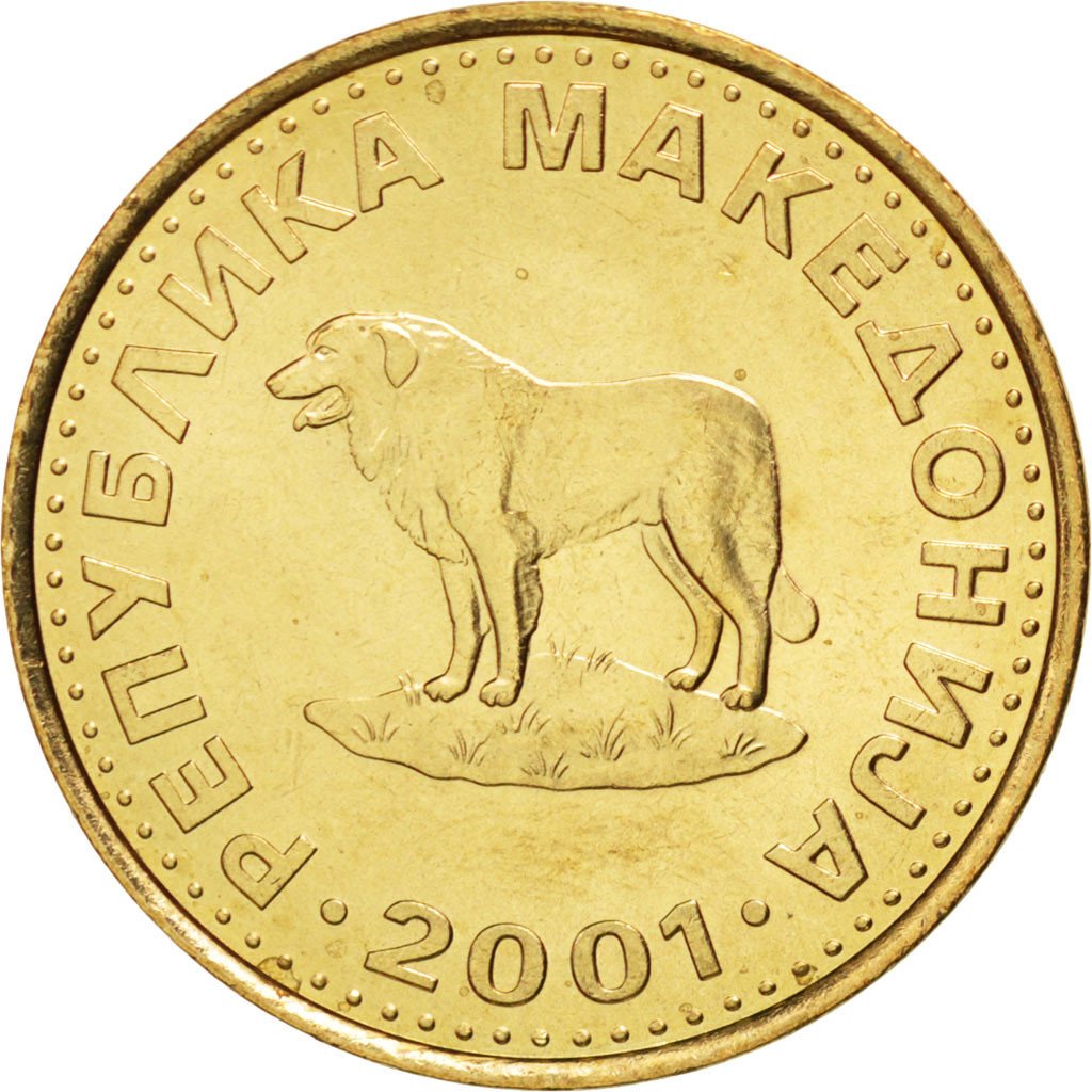MACEDONIA, Denar, 2001, KM #2, MS(63), Brass, 23.7, 5.20