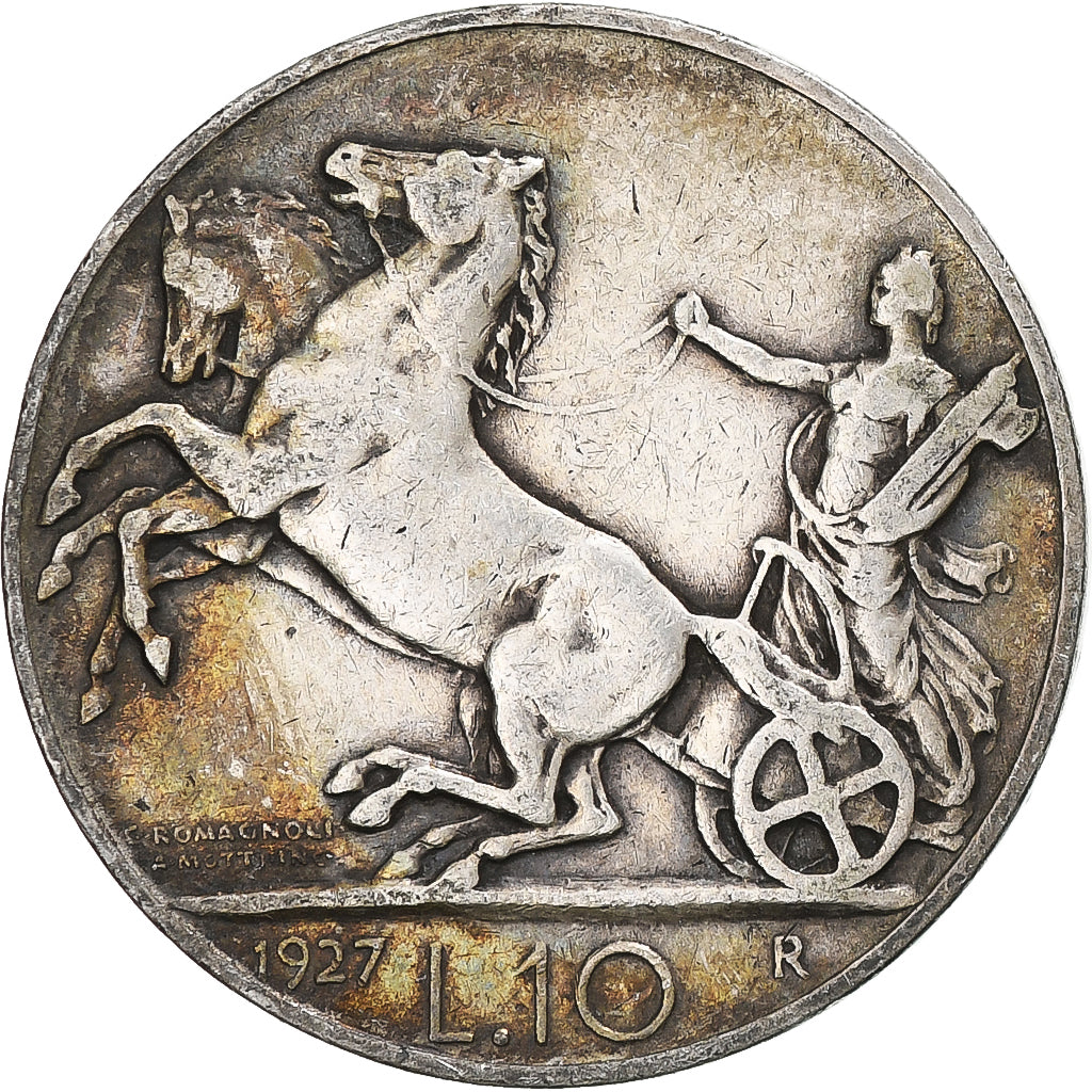 Coin, Italy, Vittorio Emanuele III, 10 Lire, 1927, Rome, VF(30-35), Silver