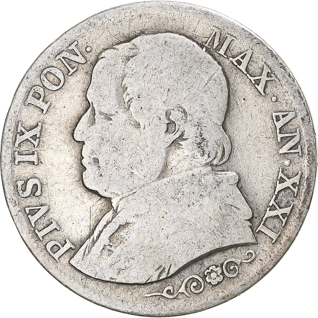 Coin, ITALIAN STATES, PAPAL STATES, Pius IX, Lira, 1866, Roma, VF(20-25)