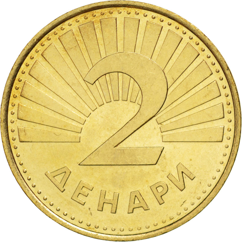 MACEDONIA, 2 Denari, 2001, KM #3, MS(63), Brass, 23.7, 6.32