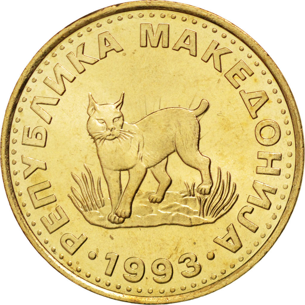 MACEDONIA, 5 Denari, 1993, KM #4, MS(63), Brass, 27.5, 7.28