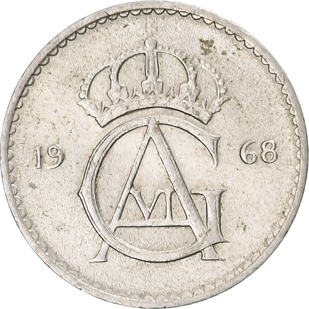 Moneta, Szwecja, Gustaf VI, 10 Öre, 1968, EF(40-45), Miedź-Nikiel, KM:835