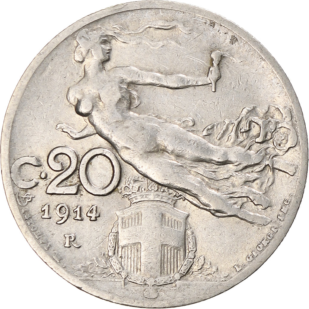 Coin, Italy, Vittorio Emanuele III, 20 Centesimi, 1914, Rome, VF(20-25), Nickel