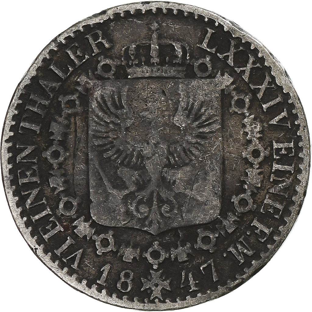 Moneta, Landy niemieckie, PRUSSIA, Friedrich Wilhelm IV, 1/6 Thaler, 1847