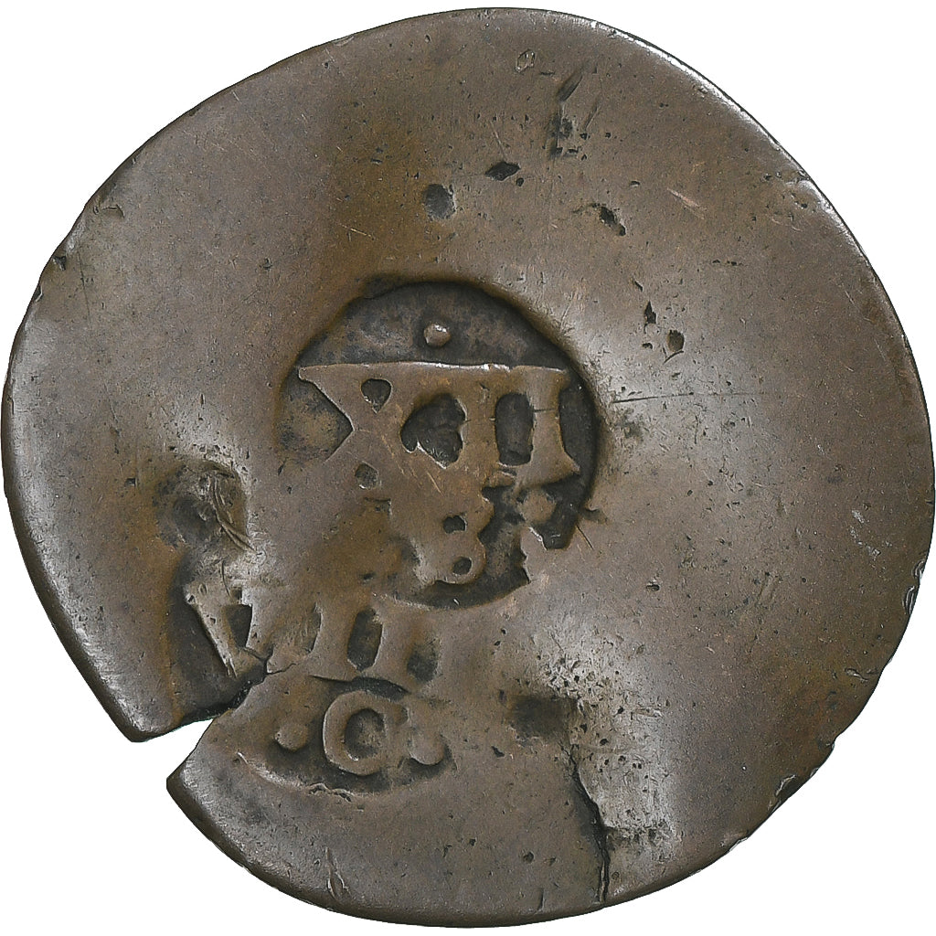 Coin, Spain, 12 Maravedis, 1654, Philippe IV, F(12-15), Copper