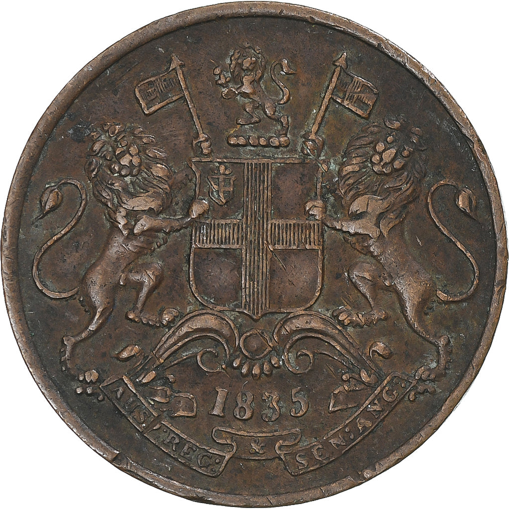 Coin, INDIA-BRITISH, 1/4 Anna, 1835, Bombay, EF(40-45), Copper, KM:446.2