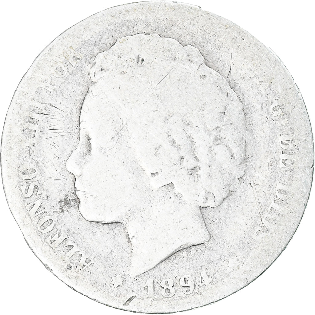 Spain, Alfonso XIII, Peseta, 1894, Silver, VF(20-25), KM:702