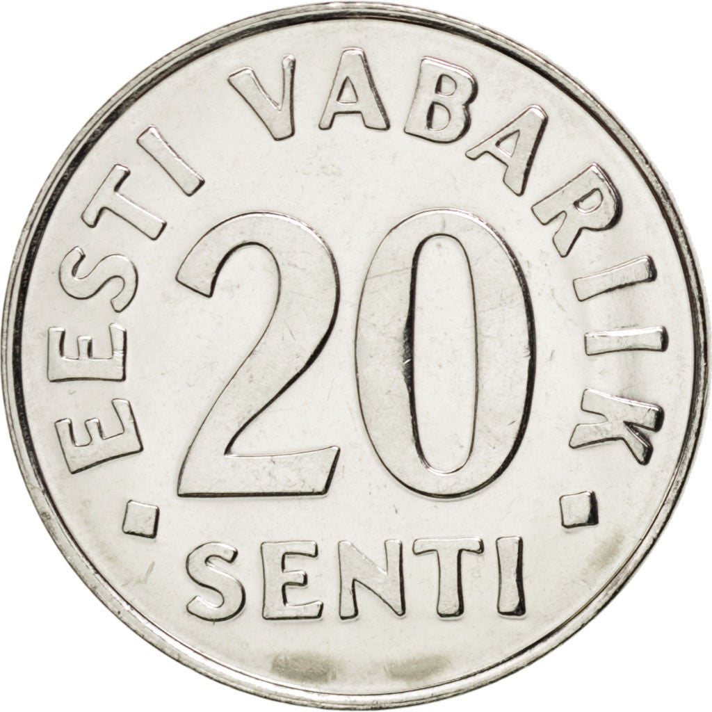 Coin, Estonia, 20 Senti, 1999, MS(63), Nickel plated steel, KM:23a