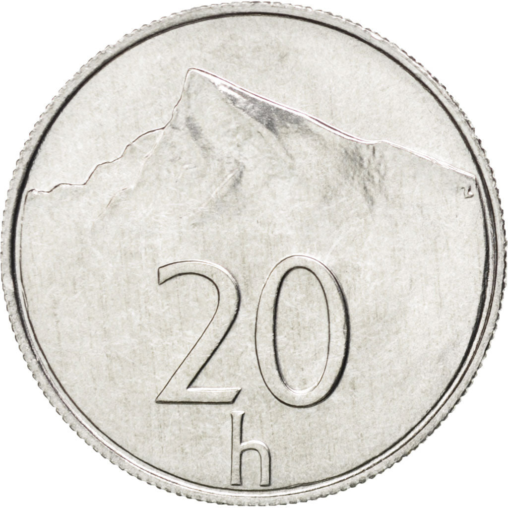 SLOVAKIA, 20 Halierov, 2002, KM #18, MS(63), Aluminum, 19.5, 0.95
