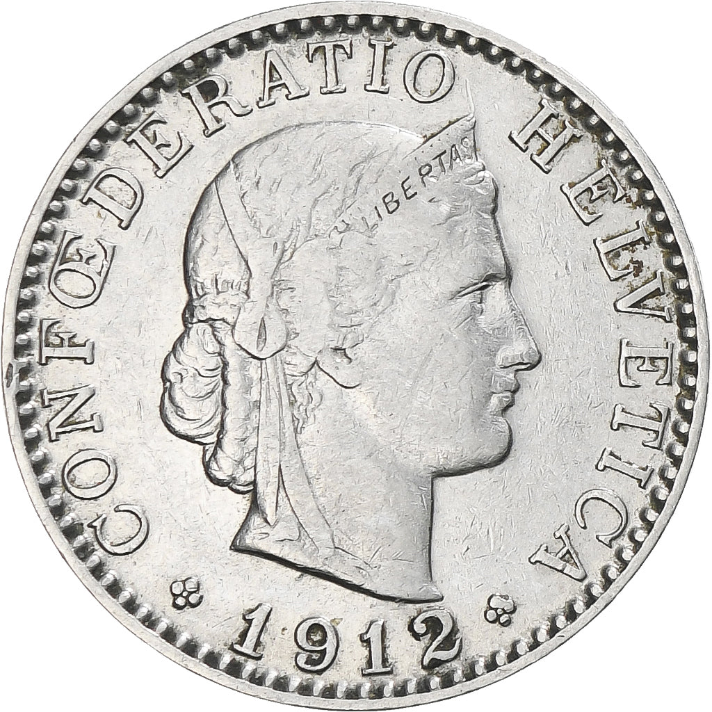 Münze, Schweiz, 20 Rappen, 1912, Bern, S+, Nickel, KM:29