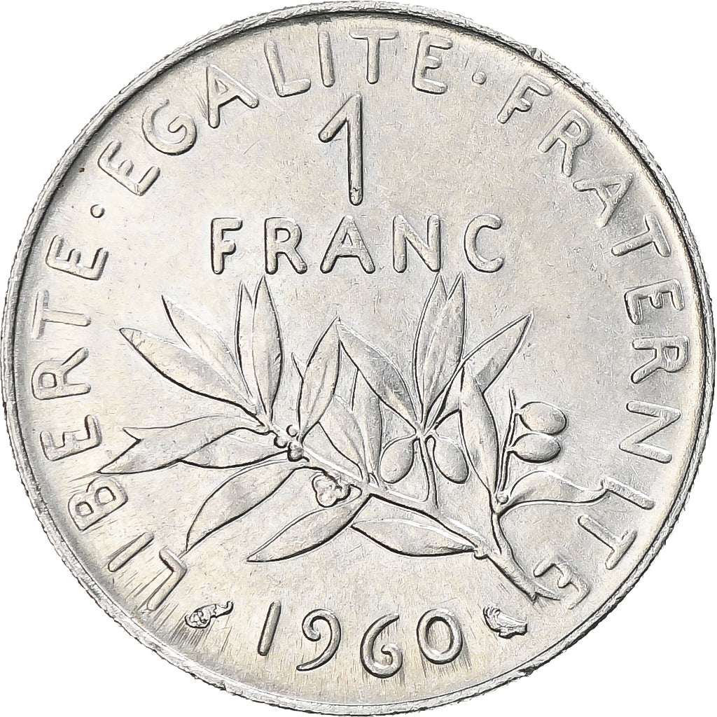 Moneda, Francia, Semeuse, Franc, 1960, Paris, MBC+, Níquel, KM:925.1