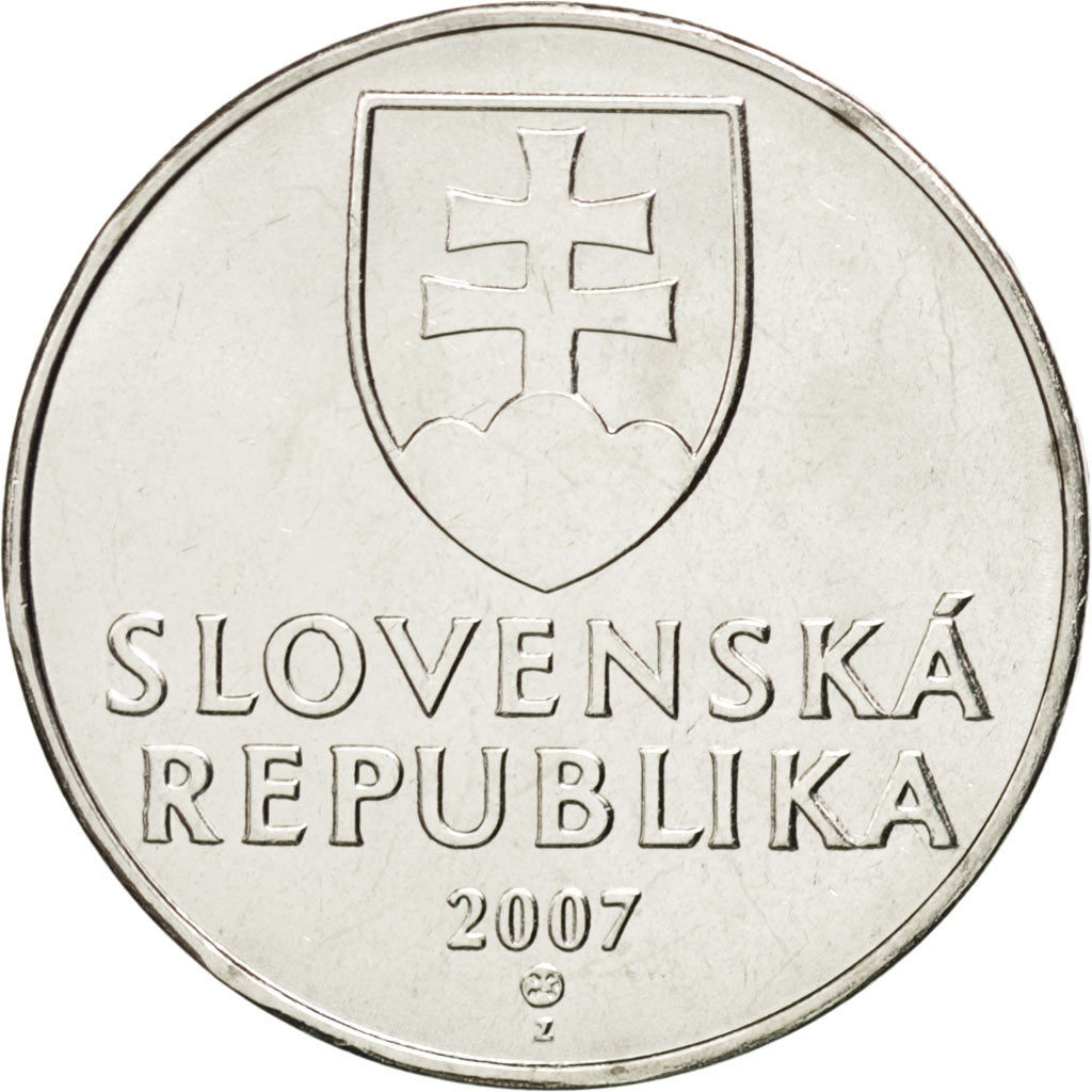 SLOVAKIA, 2 Koruna, 2007, KM #13, MS(63), Nickel Plated Steel, 22.5, 4.42