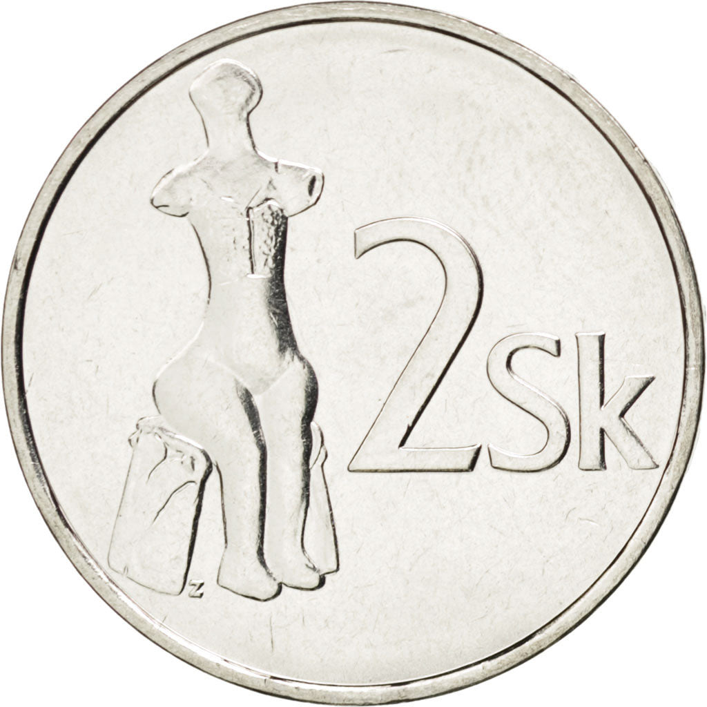 SLOVAKIA, 2 Koruna, 2007, KM #13, MS(63), Nickel Plated Steel, 22.5, 4.42