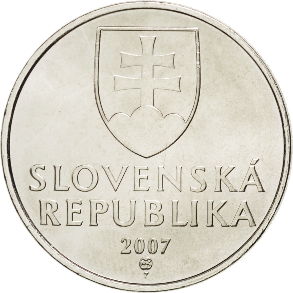 SLOVAKIA, 5 Koruna, 2007, KM #14, MS(63), Nickel Plated Steel, 24.75, 5.53