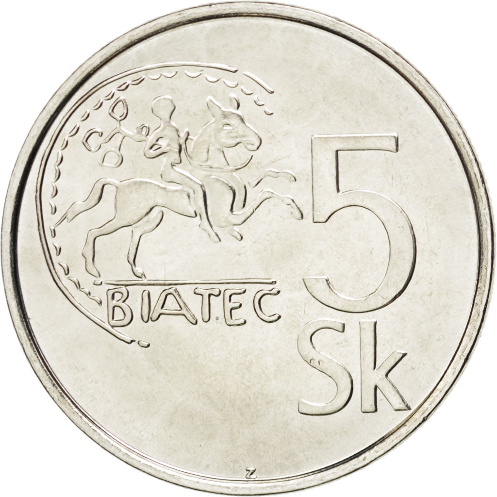 SLOVAKIA, 5 Koruna, 2007, KM #14, MS(63), Nickel Plated Steel, 24.75, 5.53