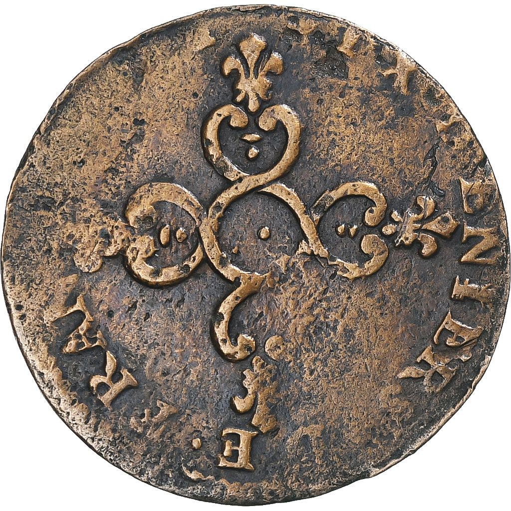 Coin, France, 6 Deniers, 1710-1712, Aix-en-Provence, Louis XIV, F(12-15), Copper