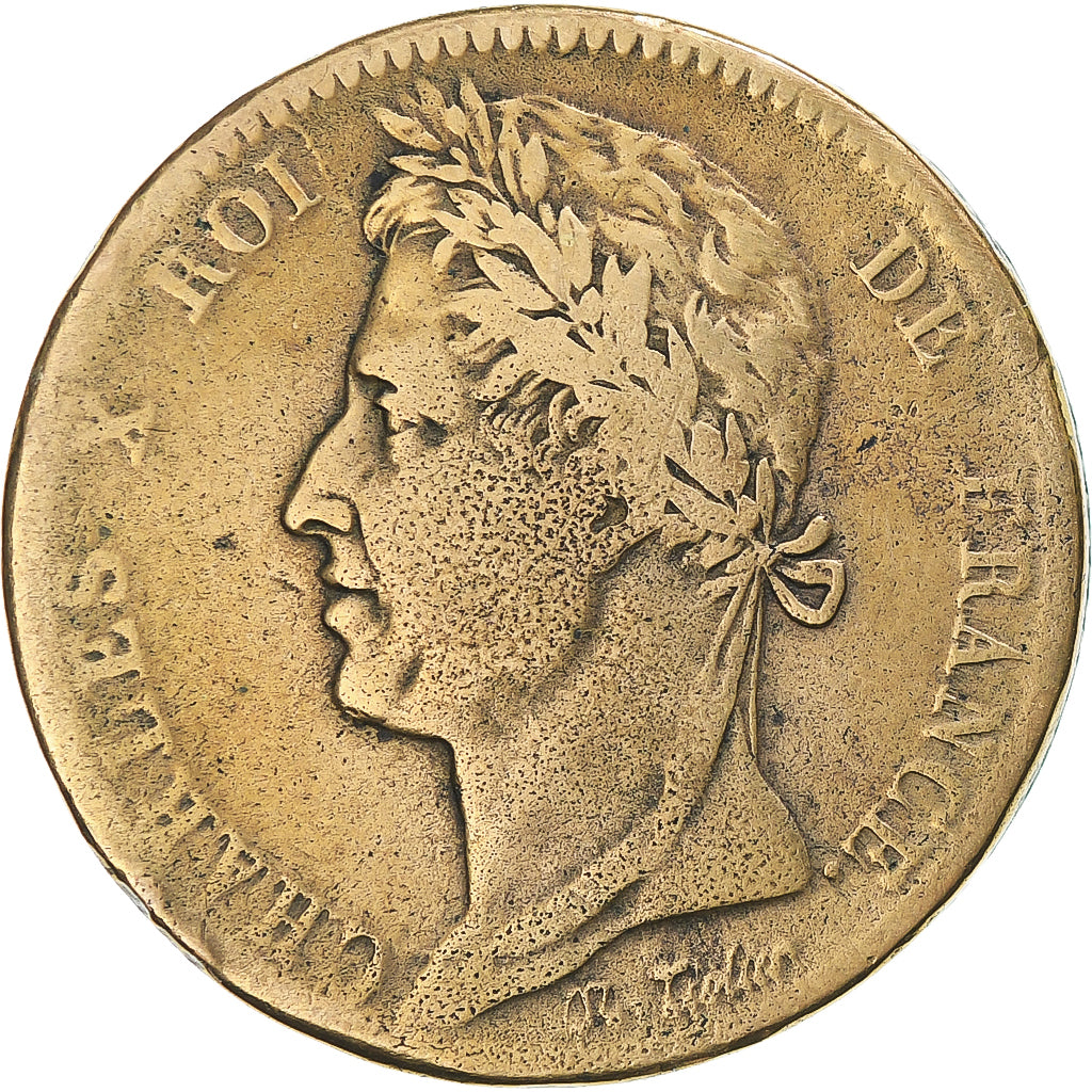 Monnaie, Colonies françaises, Charles X, 10 Centimes, 1827, La Rochelle, TB