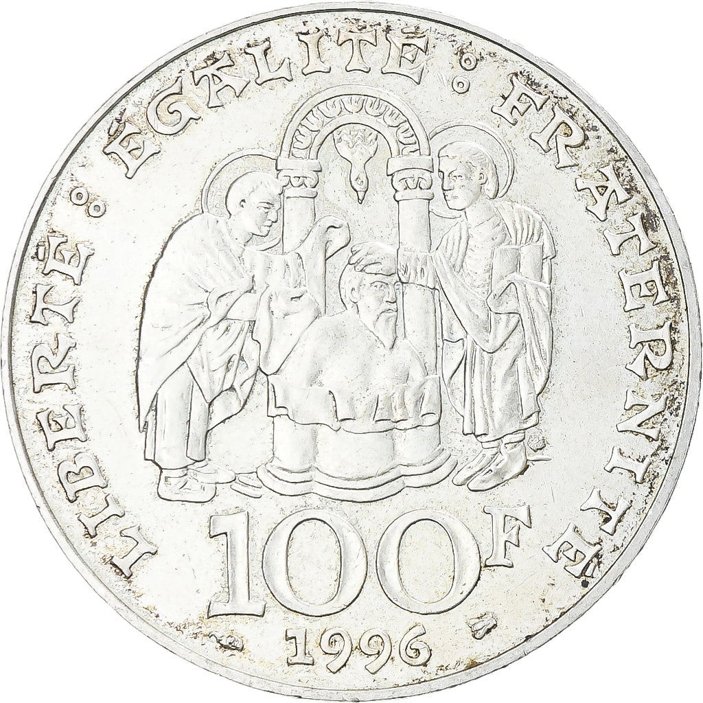 Munten, Frankrijk, Clovis, 100 Francs, 1996, PR, Zilver, KM:1180, Gadoury:953