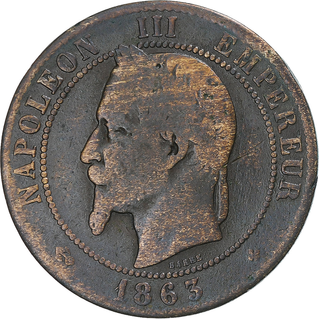Monnaie, France, Napoleon III, Napoléon III, 10 Centimes, 1863, Strasbourg, TB