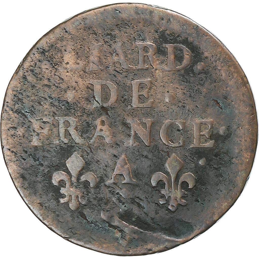 Moneta, Francia, Louis XIV, Liard de France au buste juvénile, deuxième type
