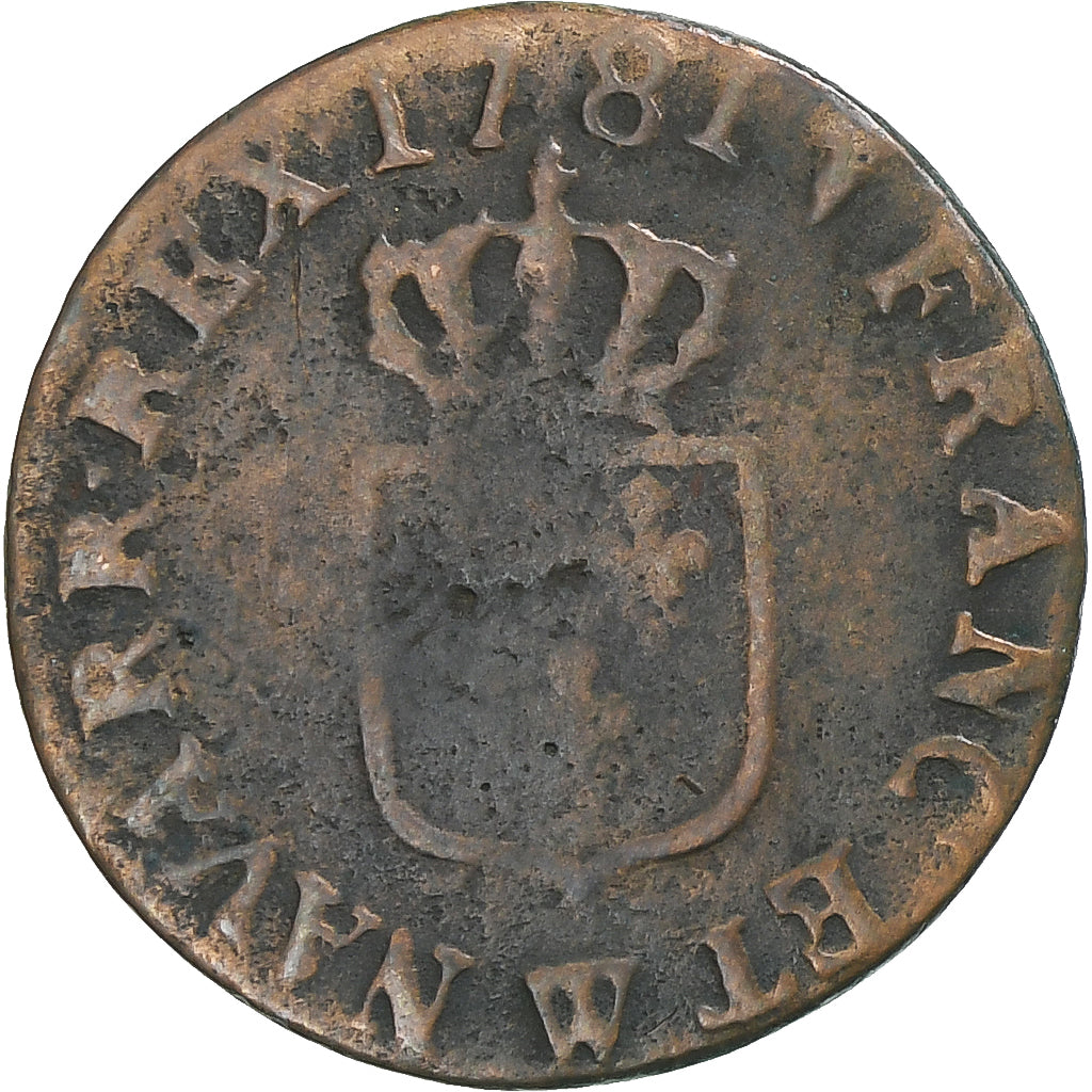 Monnaie, France, Louis XVI, Liard, 1781, Lille, TB, Cuivre, Gadoury:348
