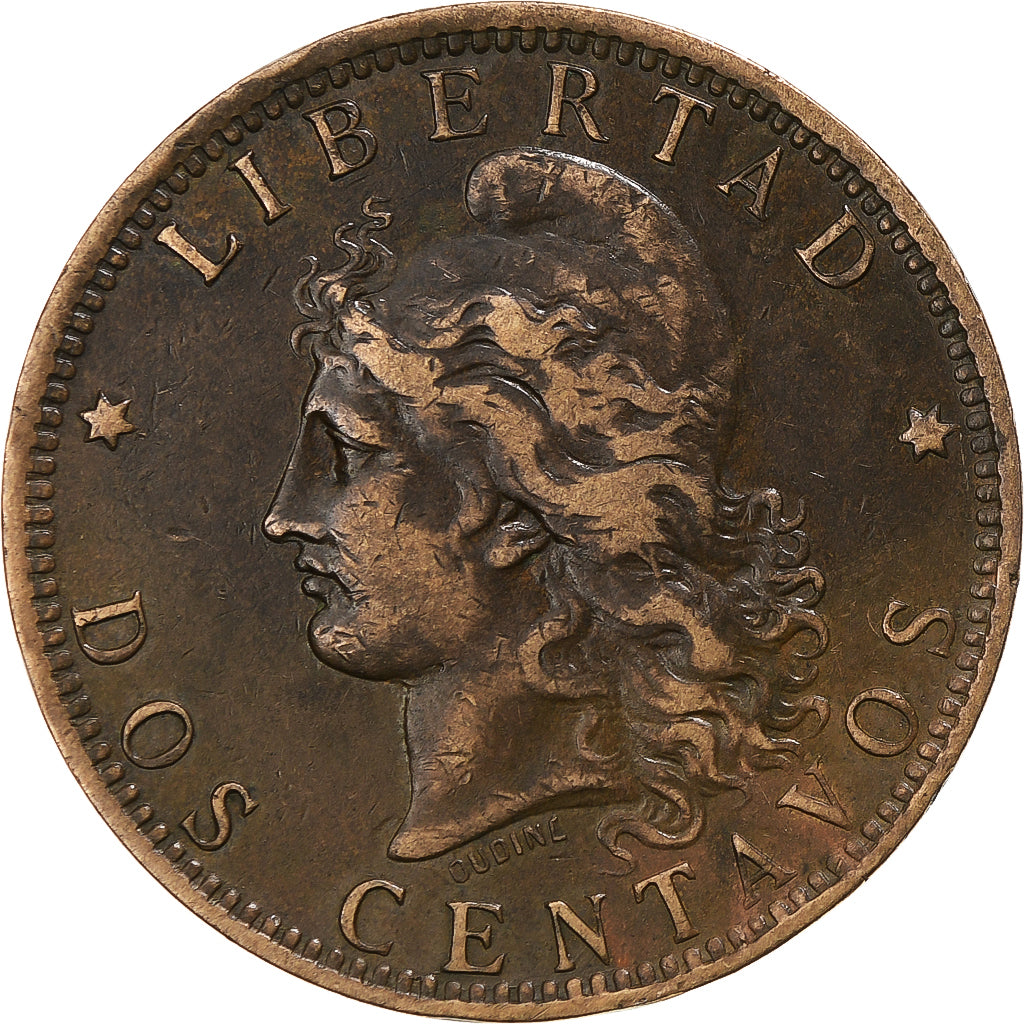 Coin, Argentina, 2 Centavos, 1890, VF(30-35), Bronze, KM:33