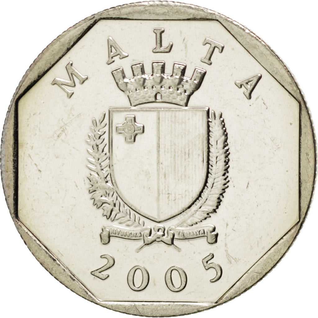 Coin, Malta, 5 Cents, 2005, MS(63), Copper-nickel, KM:95