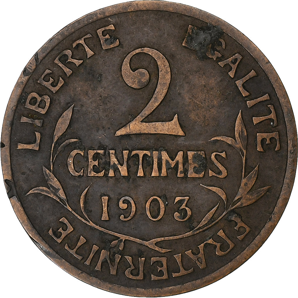 France, 2 Centimes, Dupuis, 1903, Paris, Bronze, TB+, Gadoury:107, KM:841