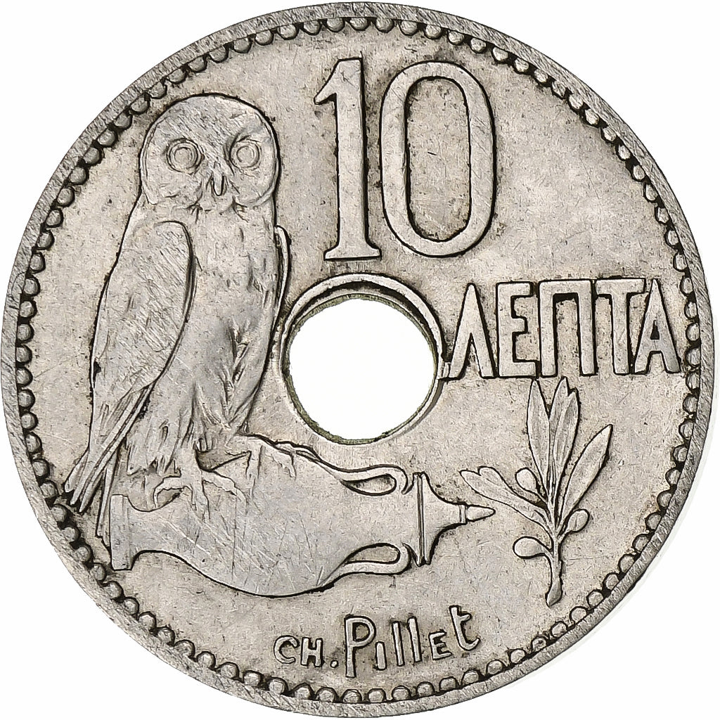 Greece, George I, 10 Lepta, 1912, Nickel, EF(40-45), KM:63