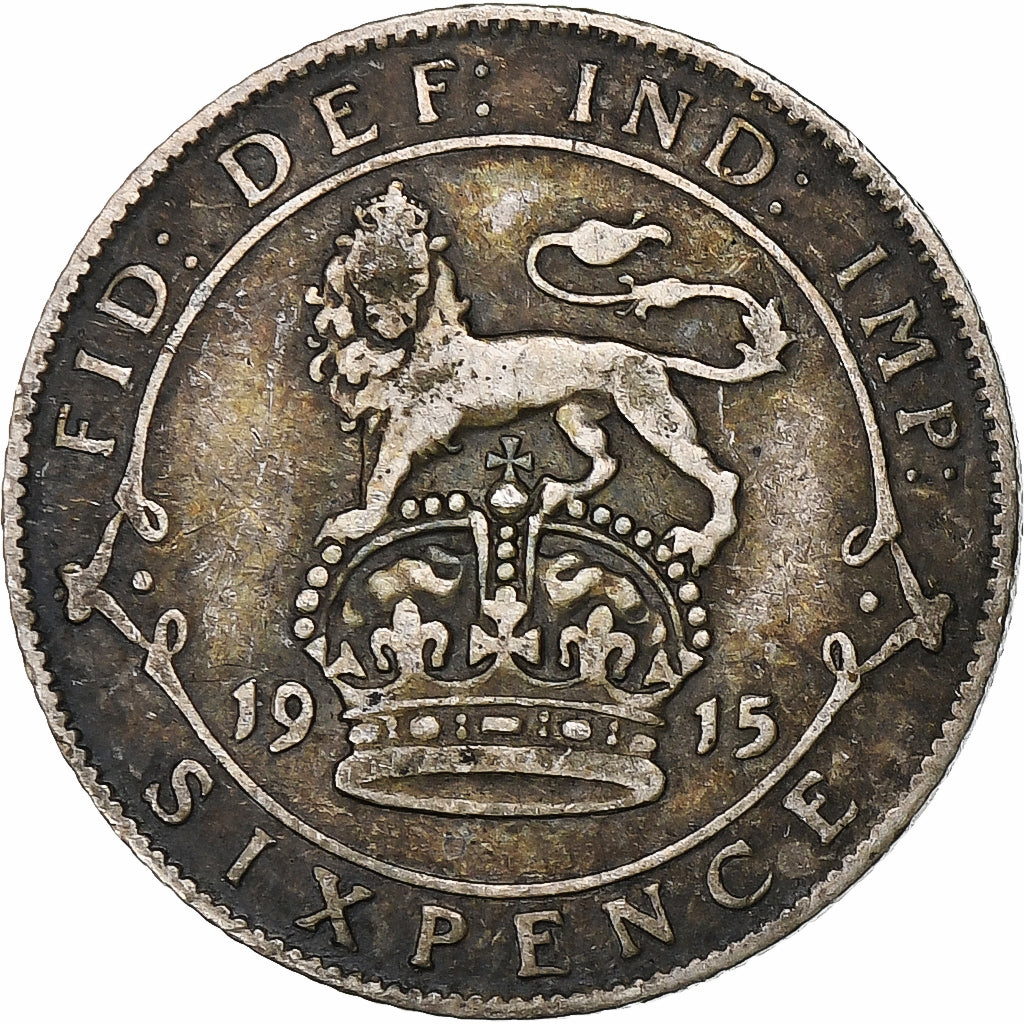 Great Britain, George V, 6 Pence, 1915, Silver, VF(20-25), KM:813