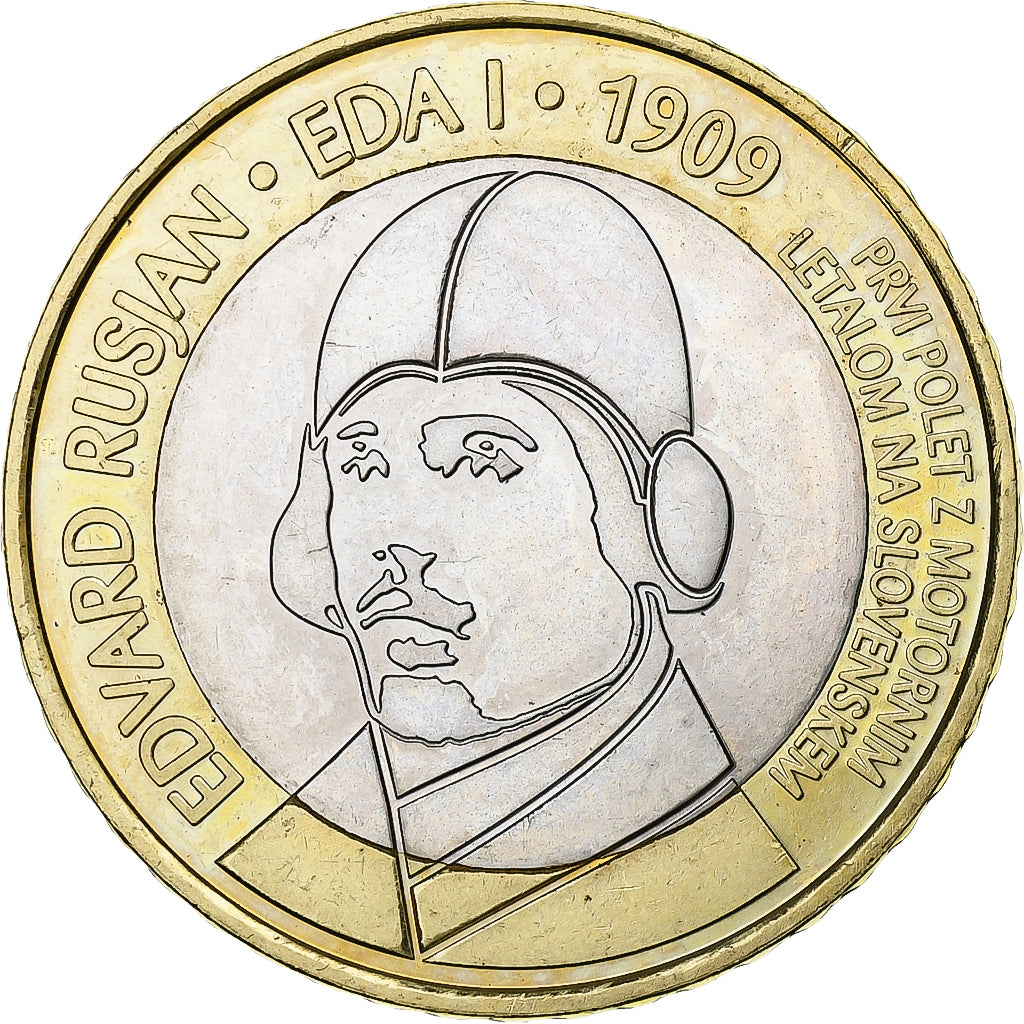 Słowenia, 3 Euro, 2009, Edward Rusjan 1909, AU(55-58), Bimetaliczny