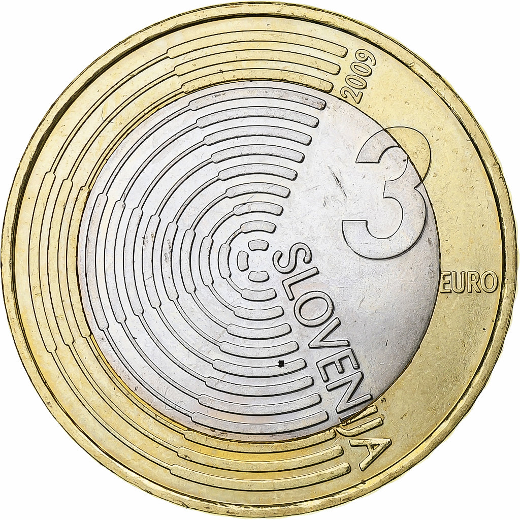 Słowenia, 3 Euro, 2009, Edward Rusjan 1909, AU(55-58), Bimetaliczny