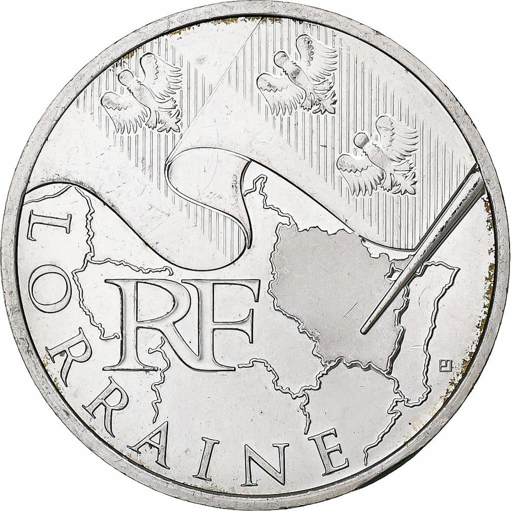 France, 10 Euro, Lorraine, 2010, Paris, AU(55-58), Silver, Gadoury:EU399