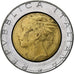Włochy, 500 Lire, 1990, Rome, VF(30-35), Bimetaliczny, KM:111