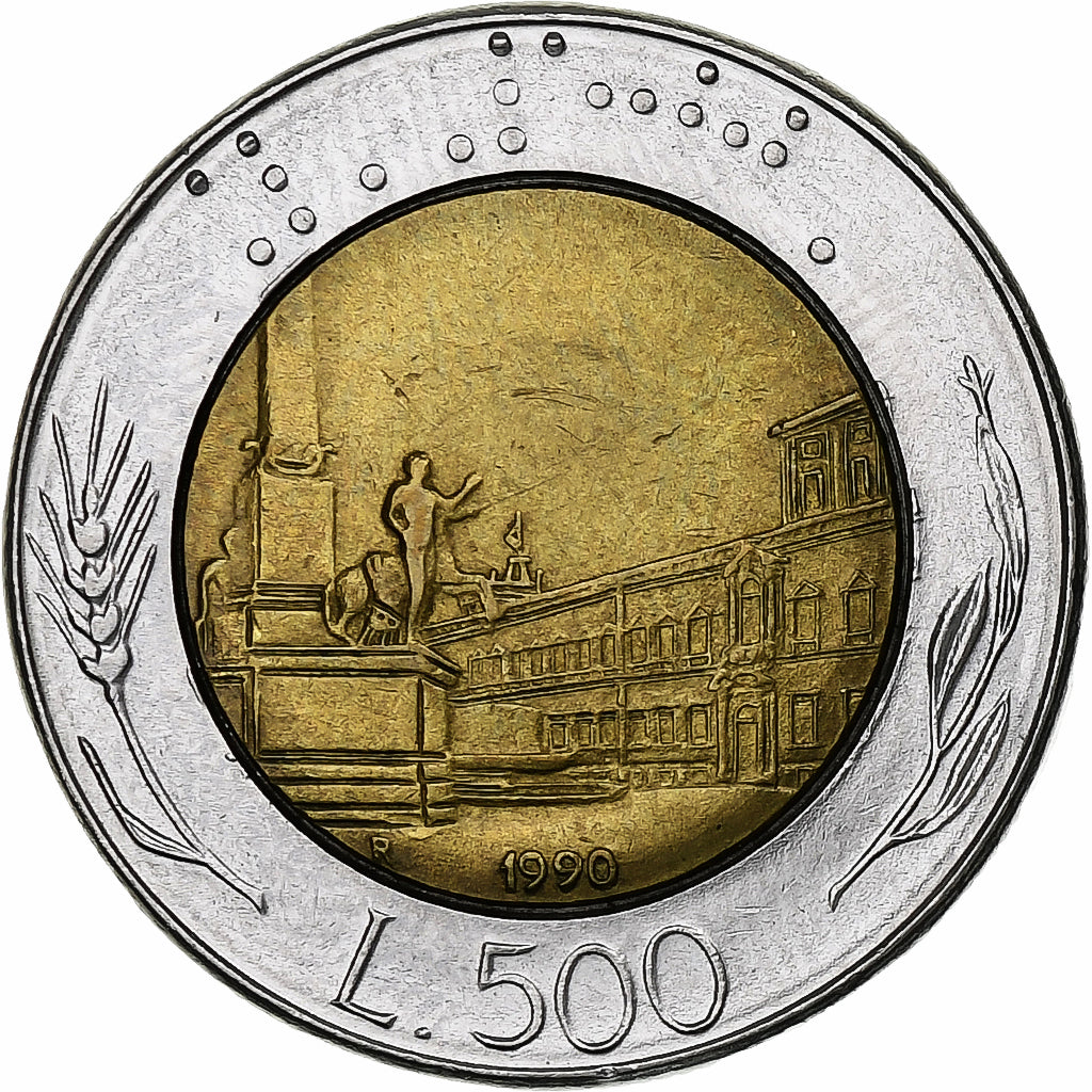 Itália, 500 Lire, 1990, Rome, VF(30-35), Bimetálico, KM:111