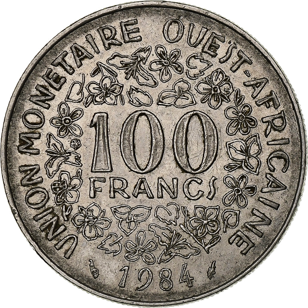 West African States, 100 Francs, 1984, EF(40-45), Nickel, KM:4