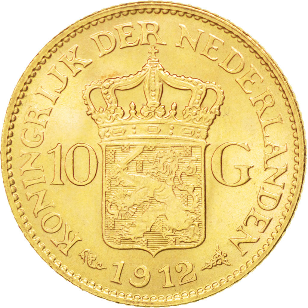 Pays-Bas, Wilhelmina, 10 Gulden, 1912, KM 149