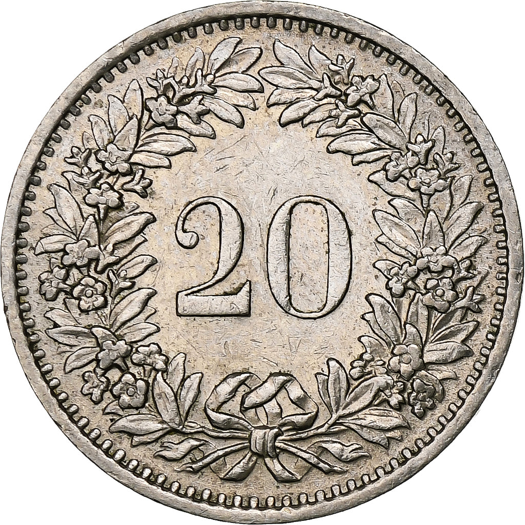 Switzerland, 20 Rappen, 1971, Bern, Copper-nickel, EF(40-45), KM:29a