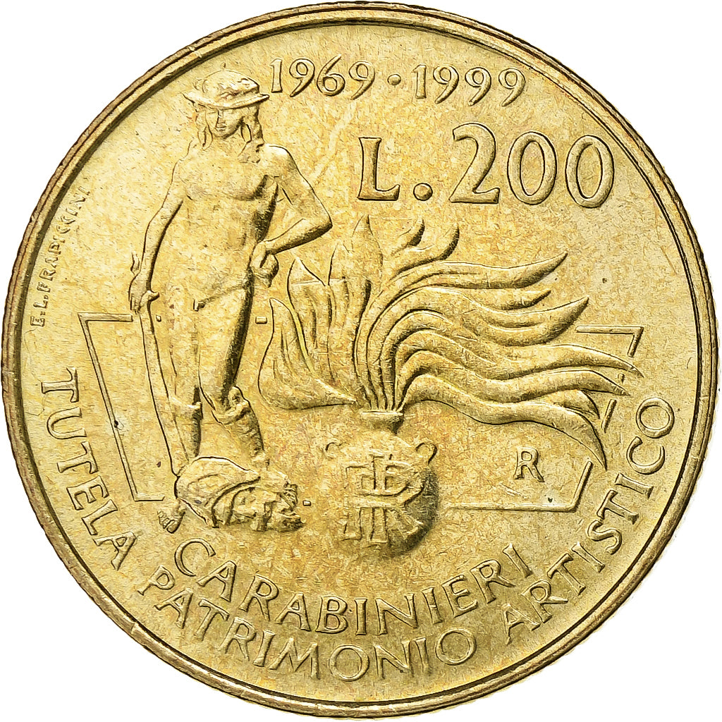 Italy, 200 Lire, 1999, Rome, EF(40-45), Aluminum-Bronze, KM:218