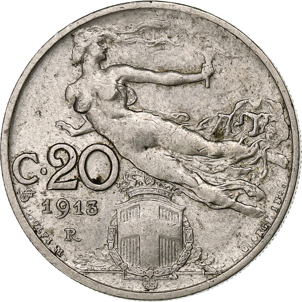 Italien, 20 Centesimi, 1913, Rome, S+, Nickel