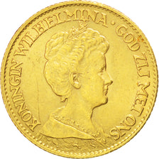NETHERLANDS, 10 Gulden, 1917, KM #149, AU(55-58), Gold, 22.5, 6.71