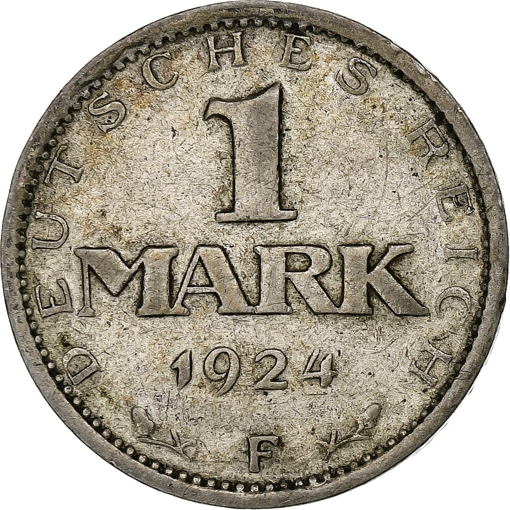 ALEMANHA, REPÚBLICA DE WEIMAR, Mark, 1924, Stuttgart, VF(30-35), Prata, KM:42