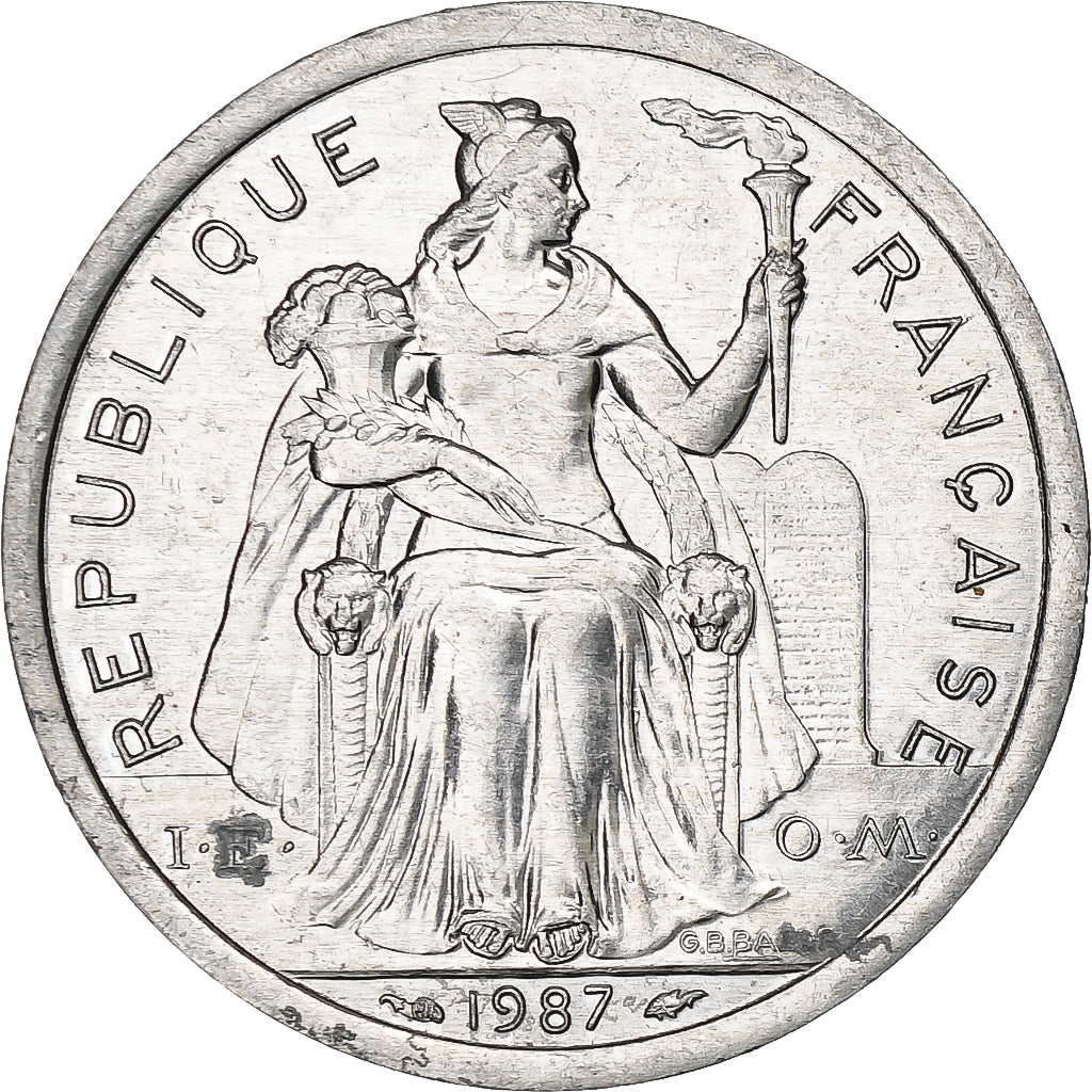 Neukaledonien, 2 Francs, 1987, Paris, Aluminium, VZ+, KM:14
