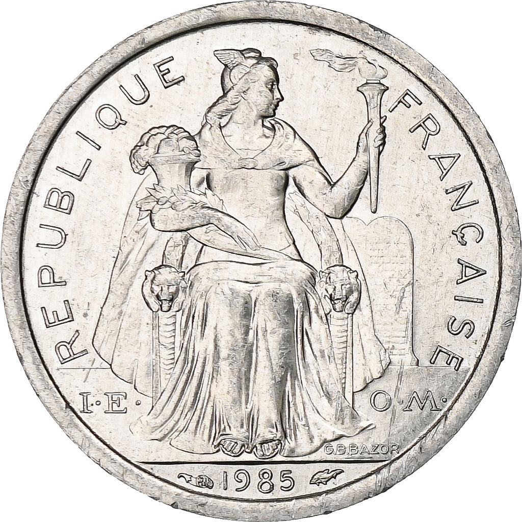 New Caledonia, Franc, 1985, Paris, AU(55-58), Aluminum, KM:10