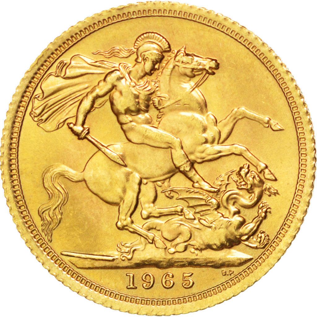 GREAT BRITAIN, Sovereign, 1965, KM #908, AU(55-58), Gold, 7.98