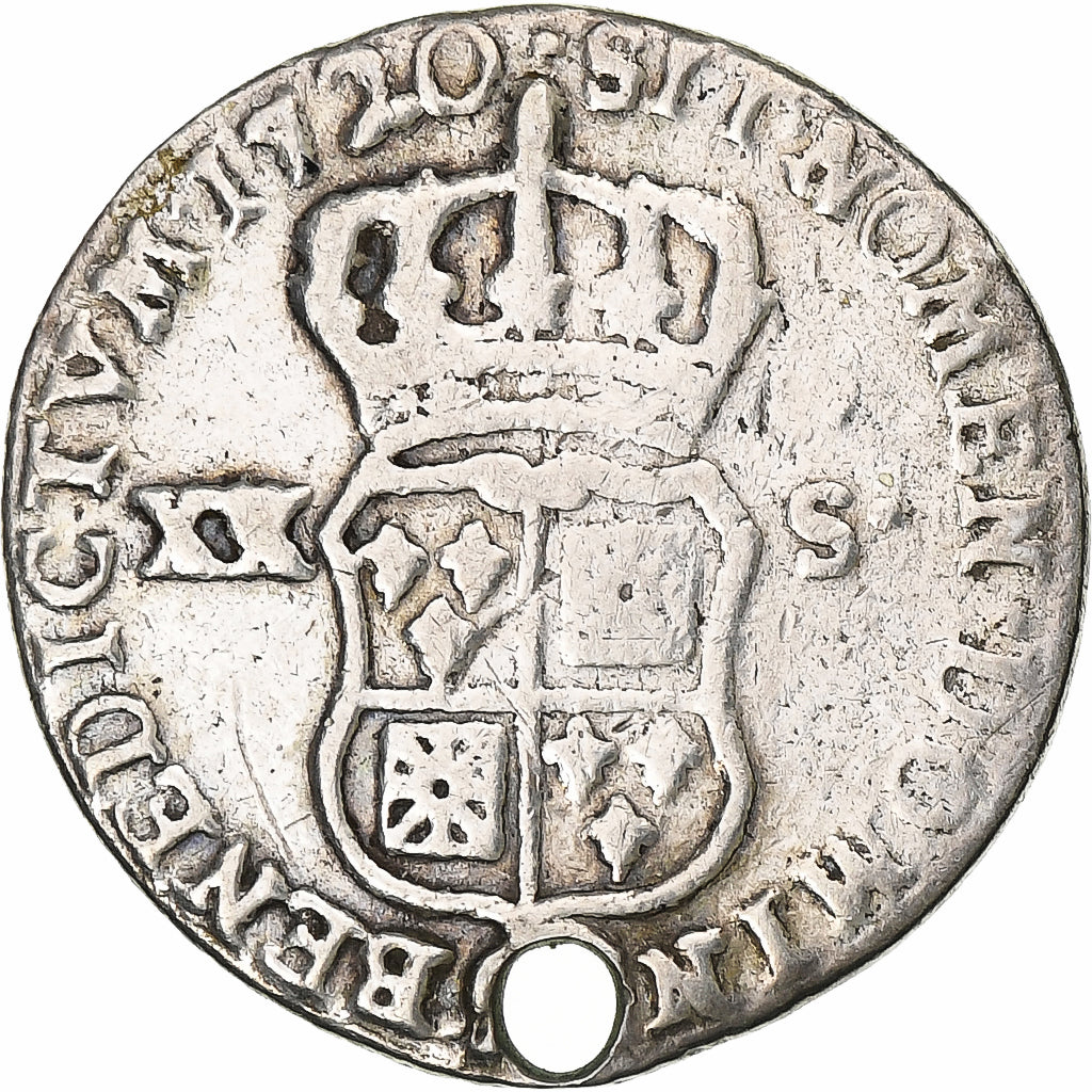 France, 20 Sols, 1/6 ECU, 1720, Louis XV, TB, Argent