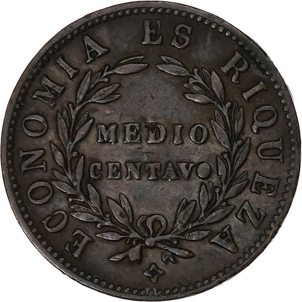 Chile, 1/2 Centavo, 1853, EF(40-45), Copper, KM:126